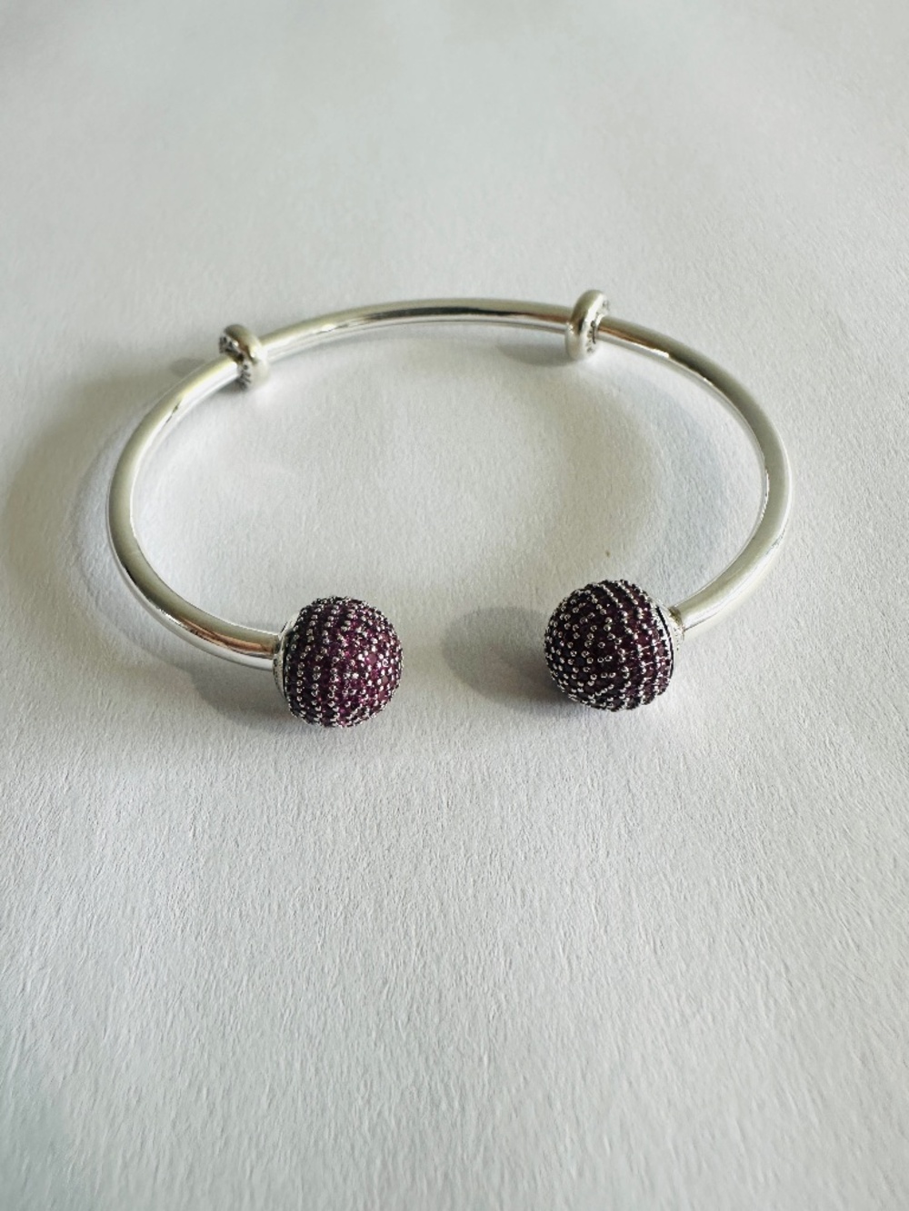 NEW Authentic Pandora Open Bangle Bracelet RED Pave Ball